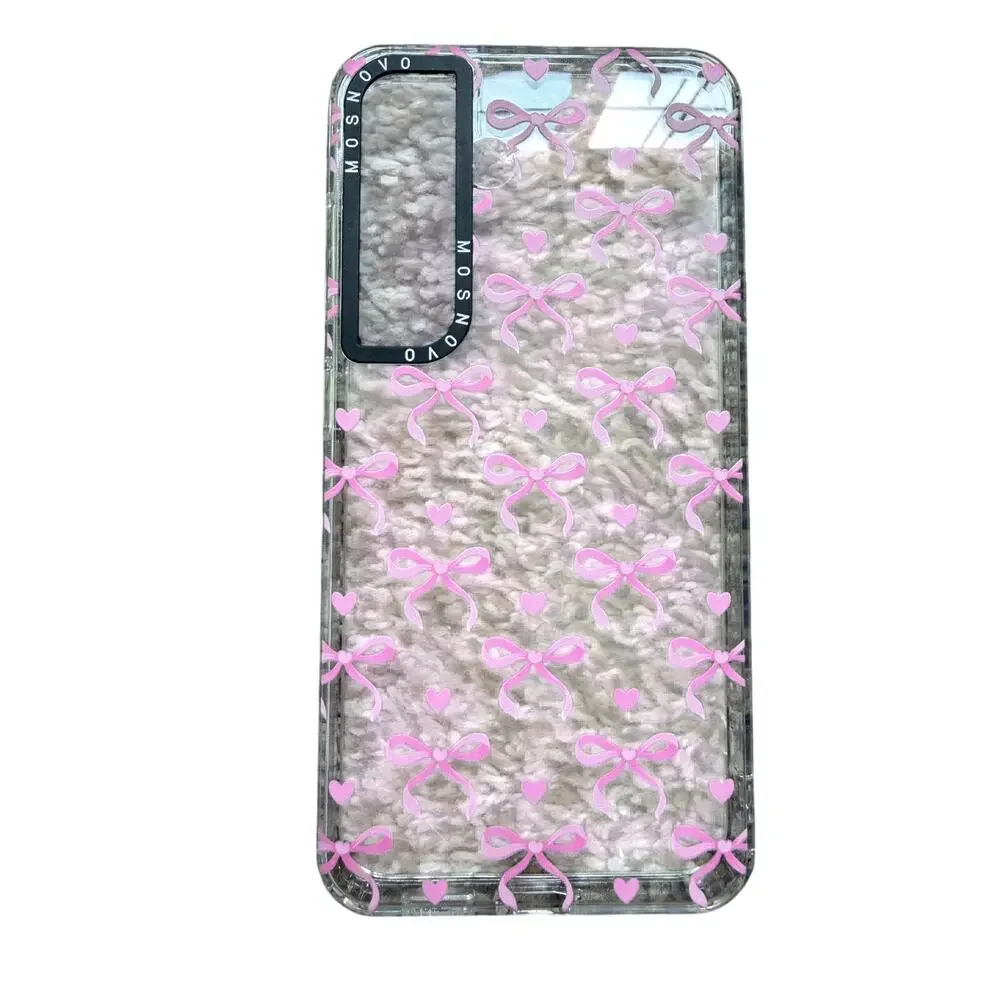 MOSNOVO Pink Bow Hearts Coquette Phone Case Samsung Galaxy S25 Clear Buffertech